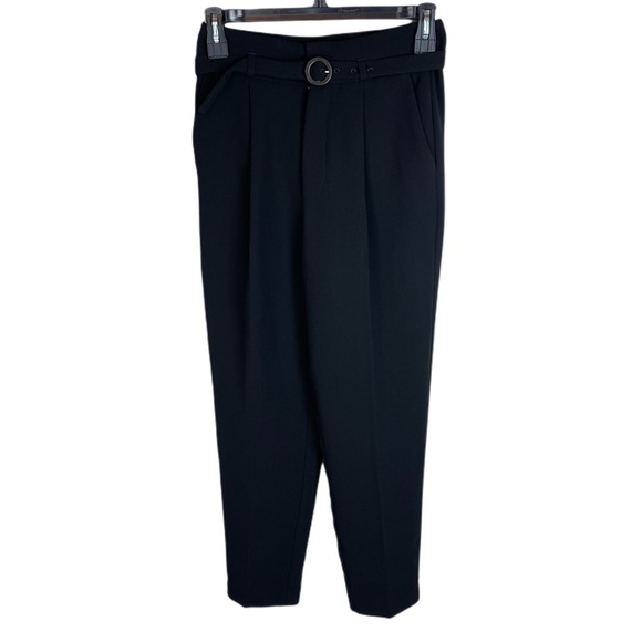 NWT Gibbon Latimer Black High Waist Self belted career pants Size 6 - Picture 3 of 13